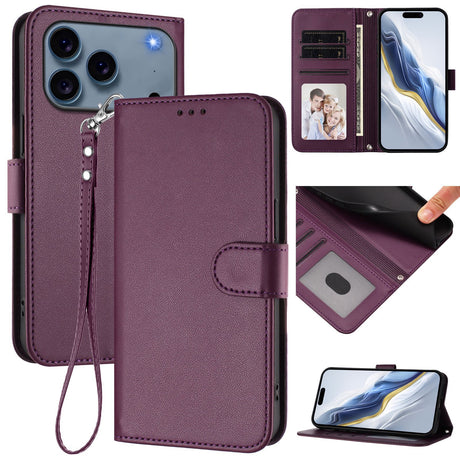 iPhone 18 Pro Max / 17 Pro Max EIDERWOOD Faux Leather Flip Case with Strap - Purple