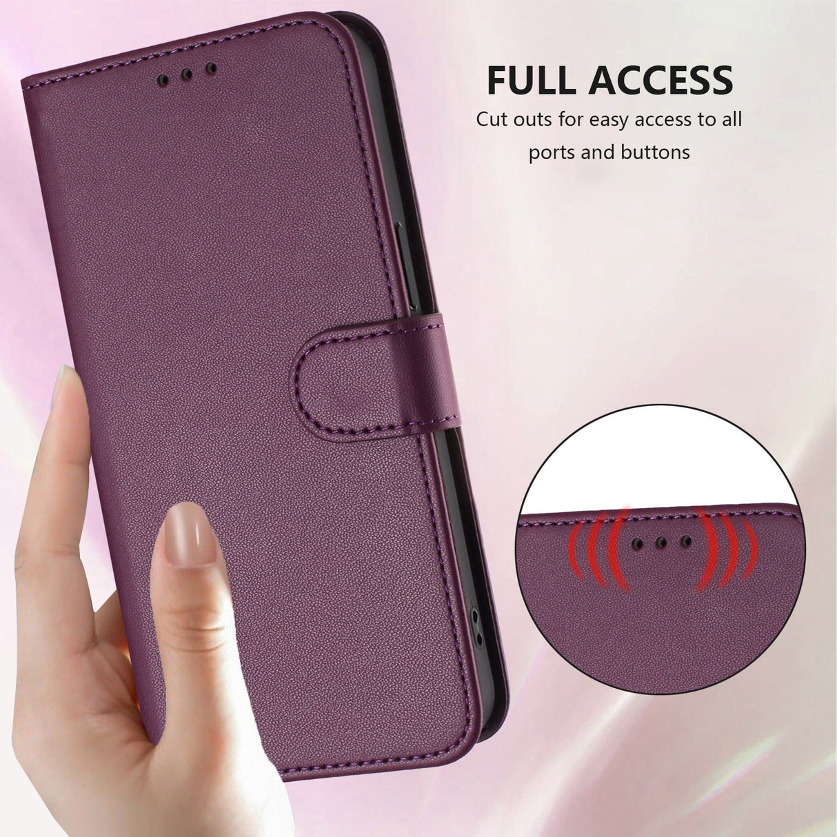 iPhone 18 Pro Max / 17 Pro Max EIDERWOOD Faux Leather Flip Case with Strap - Purple