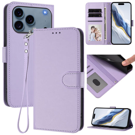 iPhone 18 Pro Max / 17 Pro Max EIDERWOOD Faux Leather Flip Case with Strap - Light Purple