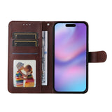EIDERWOOD iPhone 17 2-in-1 Faux Leather Flip Case with Screen Protector Glass - Brown