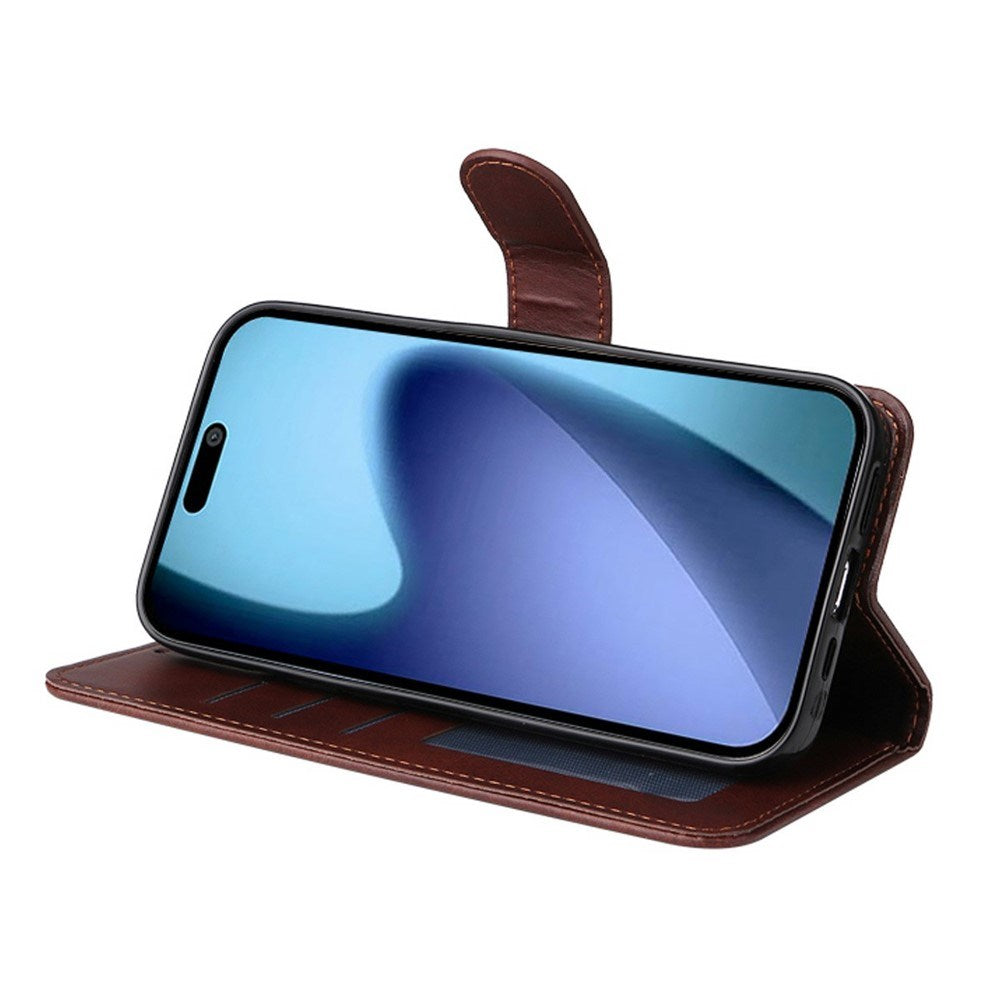 EIDERWOOD iPhone Air 2-in-1 Faux Leather Flip Case with Screen Protector Glass - Brown