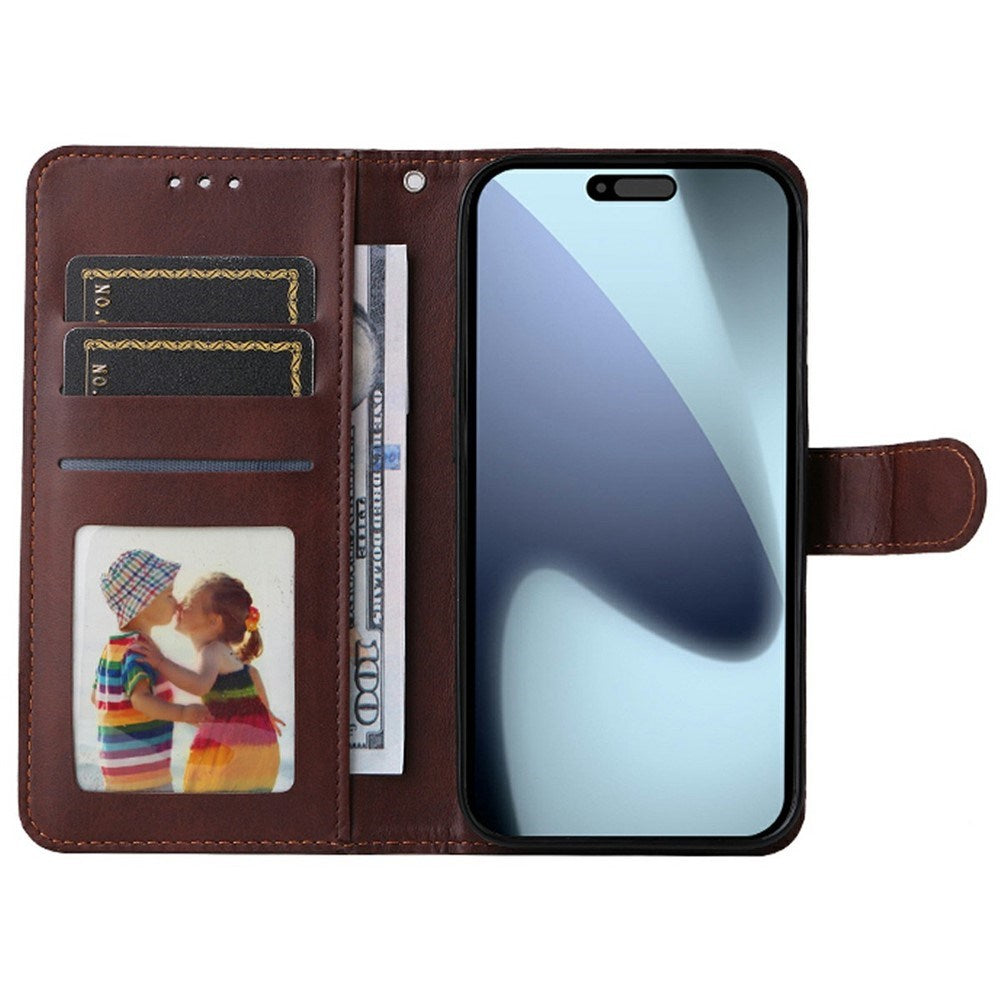 EIDERWOOD iPhone 17 Pro 2-in-1 Faux Leather Flip Case with Screen Protector Glass - Black