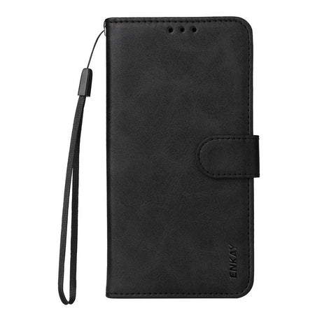 EIDERWOOD iPhone 17 Pro Max 2-in-1 Faux Leather Flip Case with Screen Protector Glass - Black