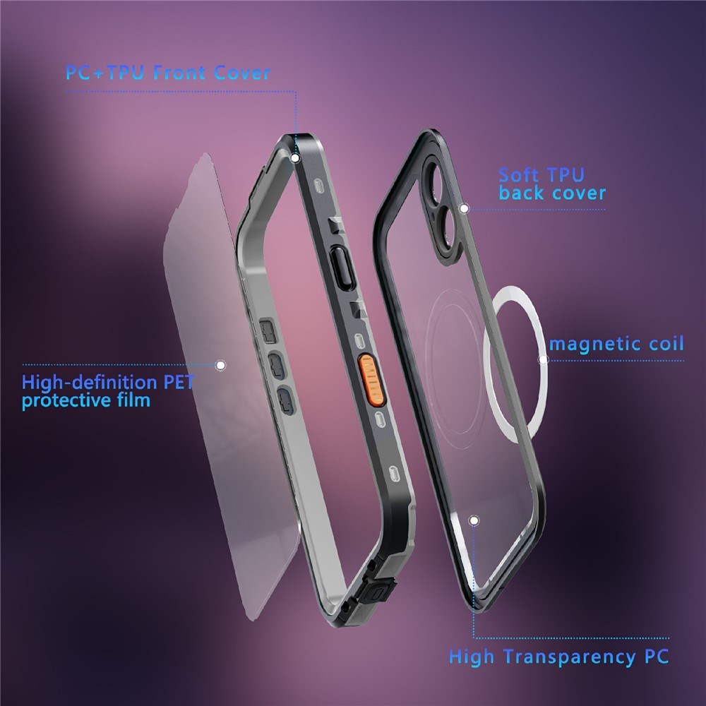 EIDERWOOD iPhone 17 Waterproof Craftsman Case with Screen Protector & Strap - MagSafe Compatible - Black