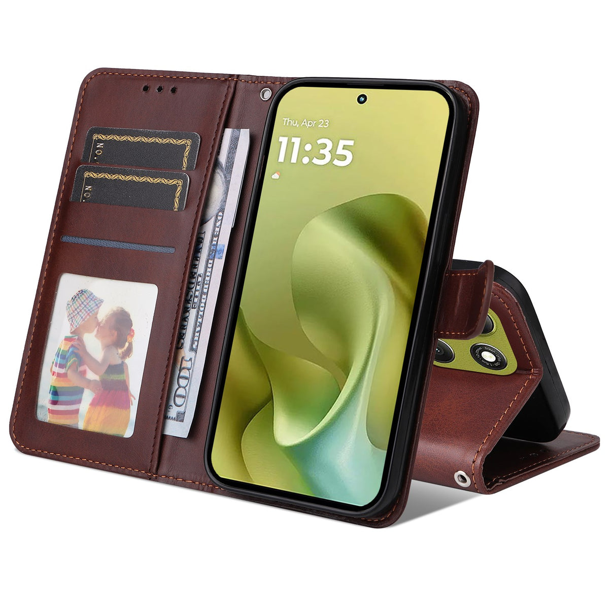 EIDERWOOD Motorola Moto G86 / G86 Power Faux Leather Flip Case with Strap - Brown