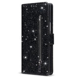 EIDERWOOD Samsung Galaxy Z Fold7 Glitter Flip Case with Wallet & Strap - Black