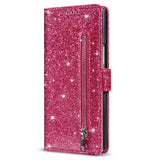 EIDERWOOD Samsung Galaxy Z Fold7 Glitter Flip Case with Wallet & Strap - Pink