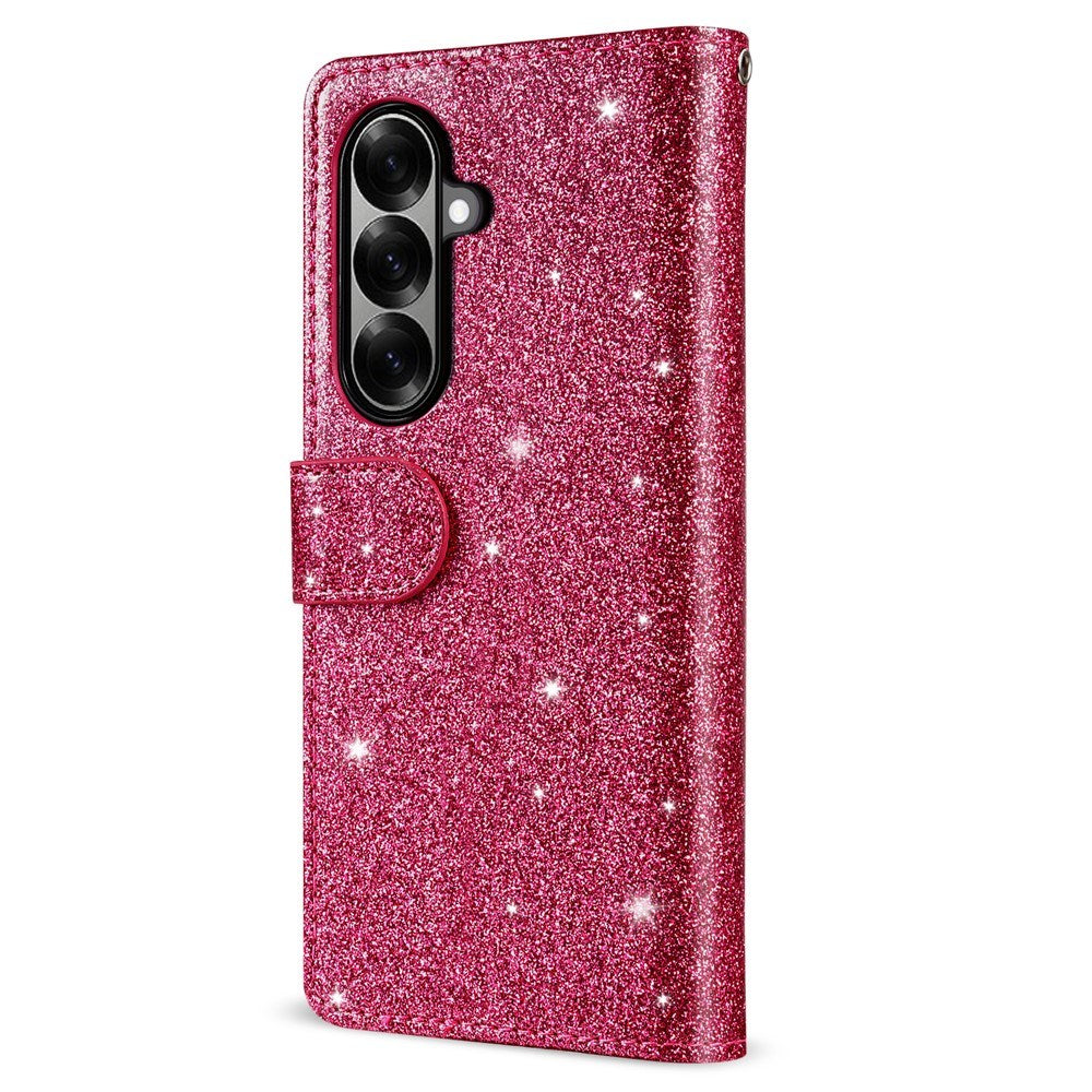 EIDERWOOD Samsung Galaxy Z Fold7 Glitter Flip Case with Wallet & Strap - Pink