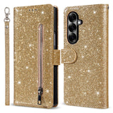 EIDERWOOD Samsung Galaxy Z Fold7 Glitter Flip Case with Wallet & Strap - Gold
