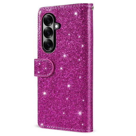 EIDERWOOD Samsung Galaxy Z Fold7 Glitter Flip Case with Wallet & Strap - Purple