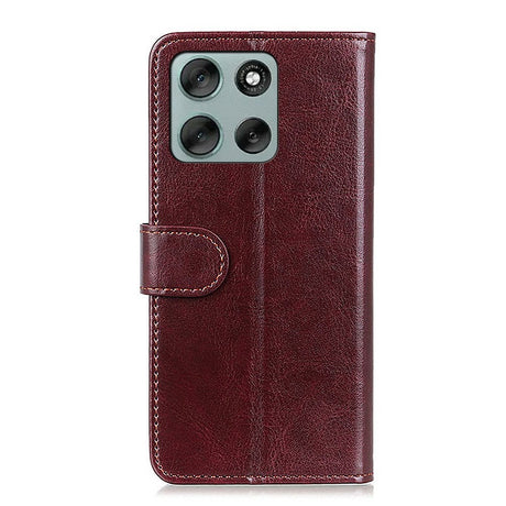 EIDERWOOD Motorola Moto G56 Faux Leather Flip Case with Cardholder & Stand Function - Brown