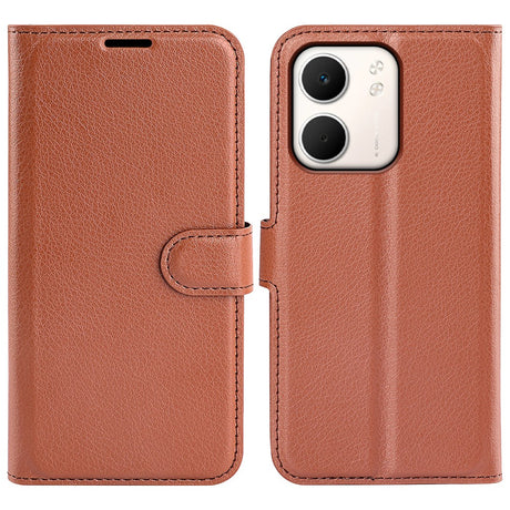 Oppo A5x (5G) / Oppo A5x (4G) EIDERWOOD Leather Flip Case with Card Holder & Stand Function - Brown