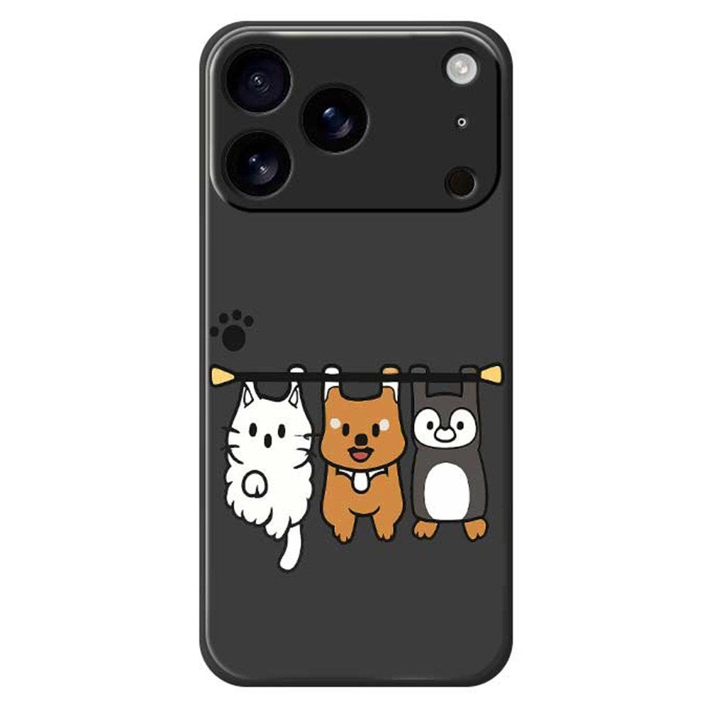 iPhone 17 Pro Flexible Plastic Case with Animal Pattern - Black