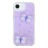EIDERWOOD iPhone 16e Flexible Plastic Case with Butterflies - Transparent / Purple