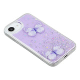 EIDERWOOD iPhone 16e Flexible Plastic Case with Butterflies - Transparent / Purple