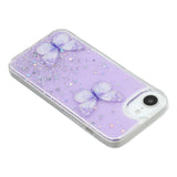 EIDERWOOD iPhone 16e Flexible Plastic Case with Butterflies - Transparent / Purple