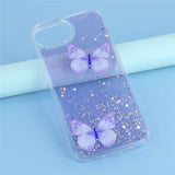 EIDERWOOD iPhone 16e Flexible Plastic Case with Butterflies - Transparent / Purple