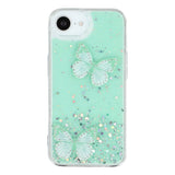 EIDERWOOD iPhone 16e Flexible Plastic Case with Butterflies - Transparent / Green