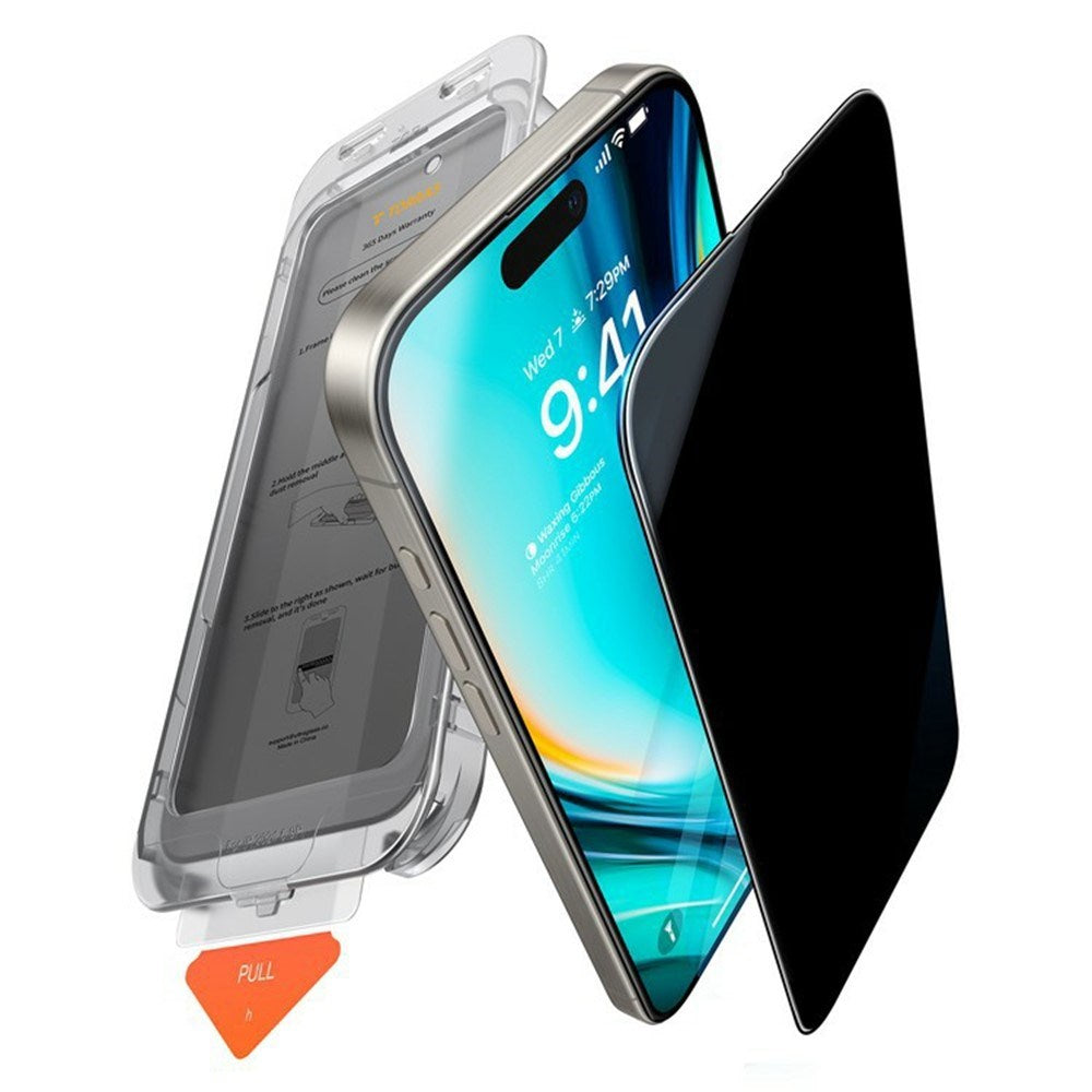 TORRAS iPhone 18 Pro Install Master Screen Protector Glass - Privacy Function - Transparent