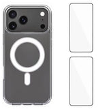 iPhone 17 Pro Max Hybrid Case incl. 2 x Screen Protector - MagSafe Compatible - Transparent / White