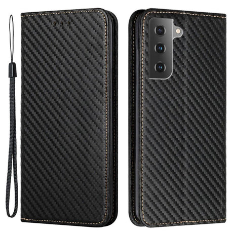 Samsung Galaxy S23 Carbon Flip Cover w. Wallet & Kickstand - Black