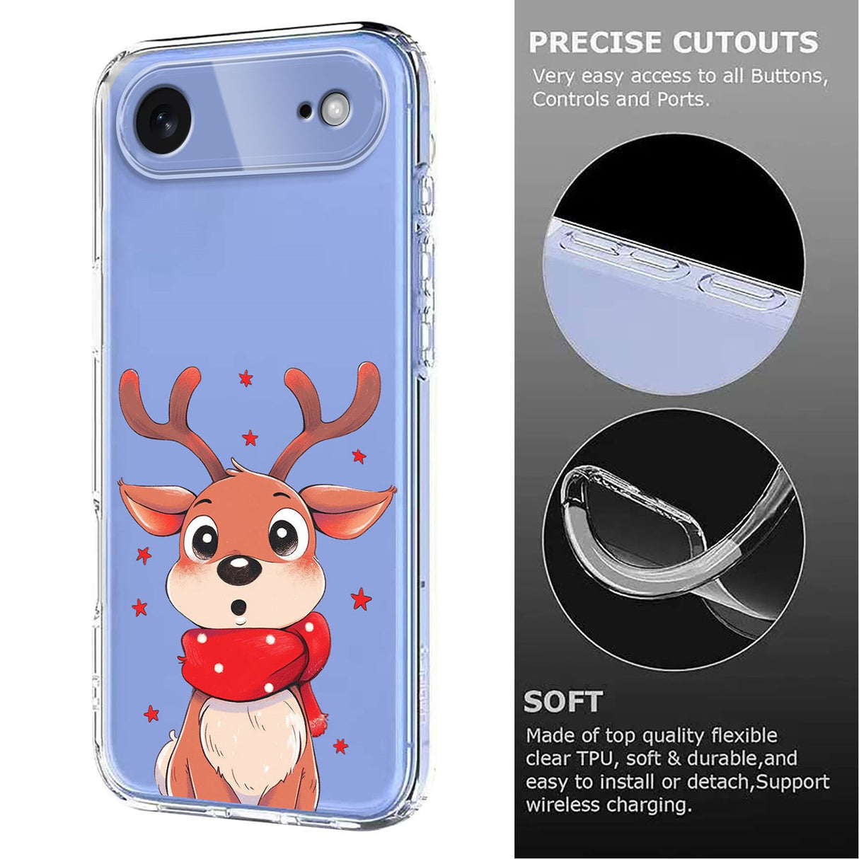 EIDERWOOD iPhone Air Flexible Plastic Christmas Case with Motif - Transparent / Reindeer