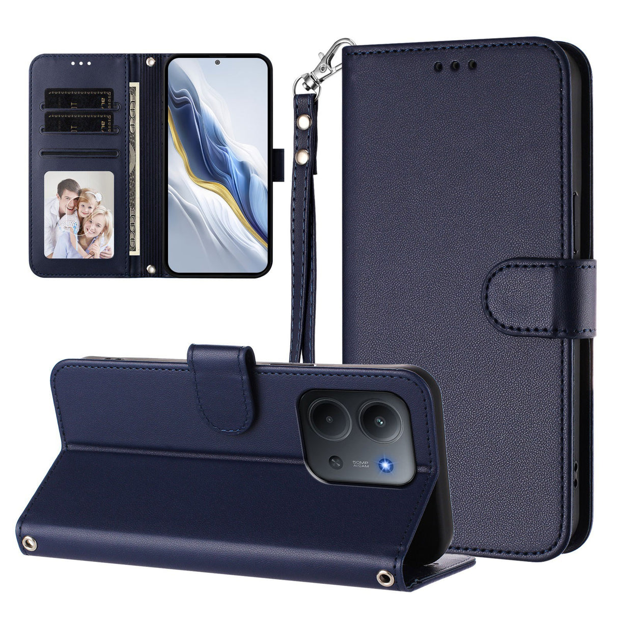 Xiaomi Redmi 15C (5G) / (4G) EIDERWOOD Flip Case with Card Holder & Stand Function - Blue