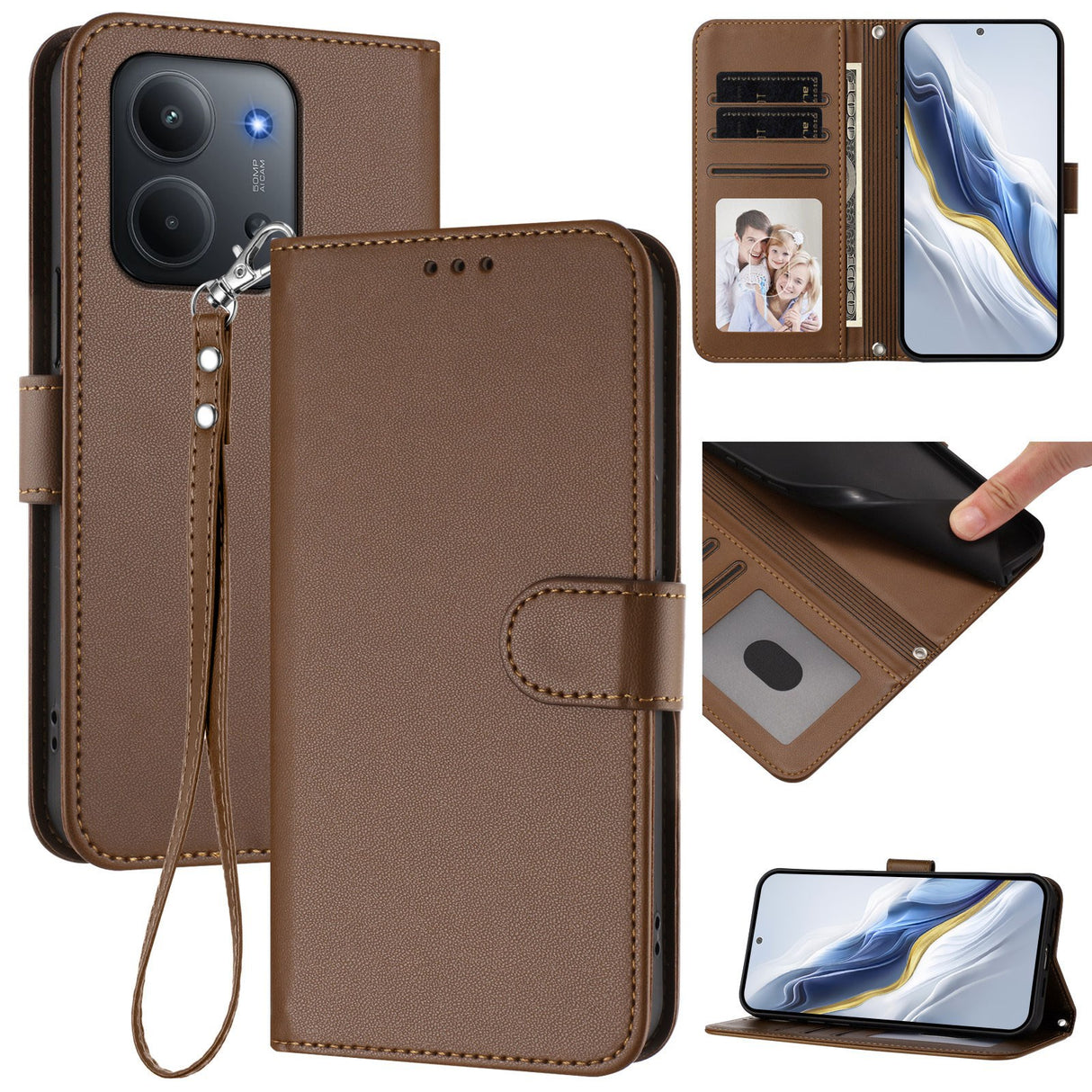 Xiaomi Redmi 15C (5G) / (4G) EIDERWOOD Flip Case with Card Holder & Stand Function - Brown