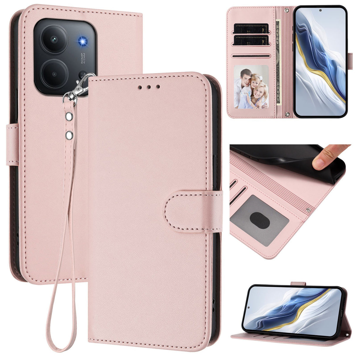 Xiaomi Redmi 15C (5G) / (4G) EIDERWOOD Flip Case with Card Holder & Stand Function - Pink