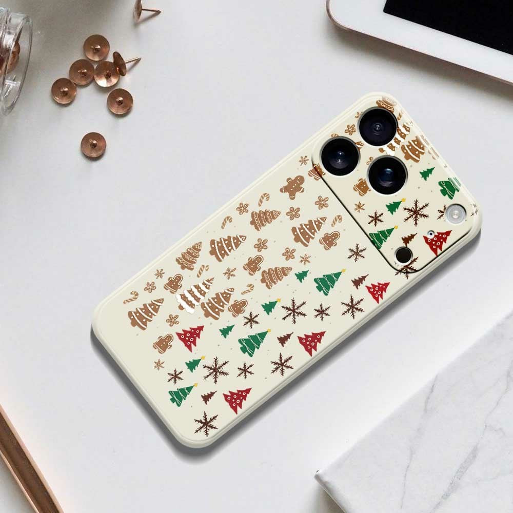 EIDERWOOD iPhone 17 Pro Max Christmas Case - Flexible Plastic - Gingerbread Men and Christmas Trees / Beige