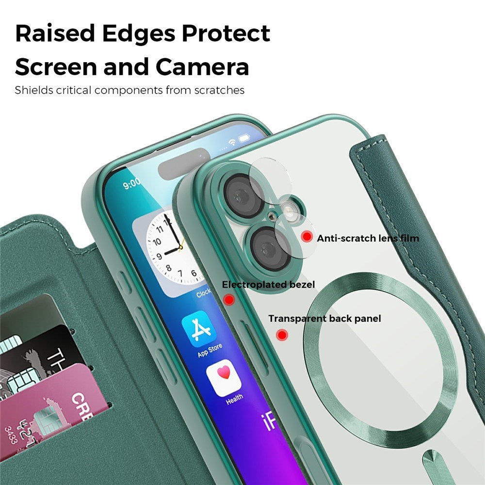 EIDERWOOD iPhone 17 Flip Case with Transparent Back - MagSafe Compatible - Green