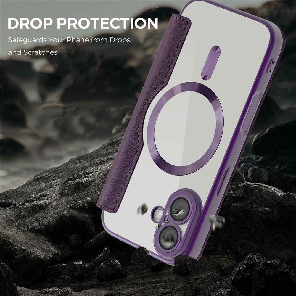 EIDERWOOD iPhone 17 Flip Case with Transparent Back - MagSafe Compatible - Purple