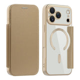 EIDERWOOD iPhone 17 Pro Flip Case with Transparent Back - MagSafe Compatible - Gold