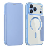 EIDERWOOD iPhone 17 Pro Flip Case with Transparent Back - MagSafe Compatible - Light Blue