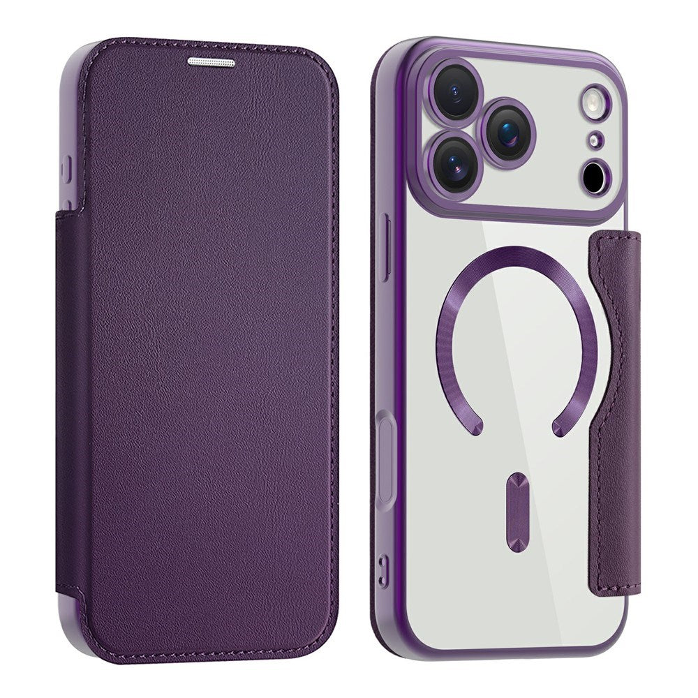 EIDERWOOD iPhone 17 Pro Flip Case with Transparent Back - MagSafe Compatible - Purple