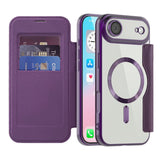 EIDERWOOD iPhone Air Flip Case with Transparent Back - MagSafe Compatible - Purple