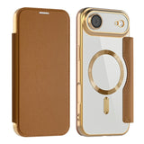 EIDERWOOD iPhone Air Flip Case with Transparent Back - MagSafe Compatible - Brown
