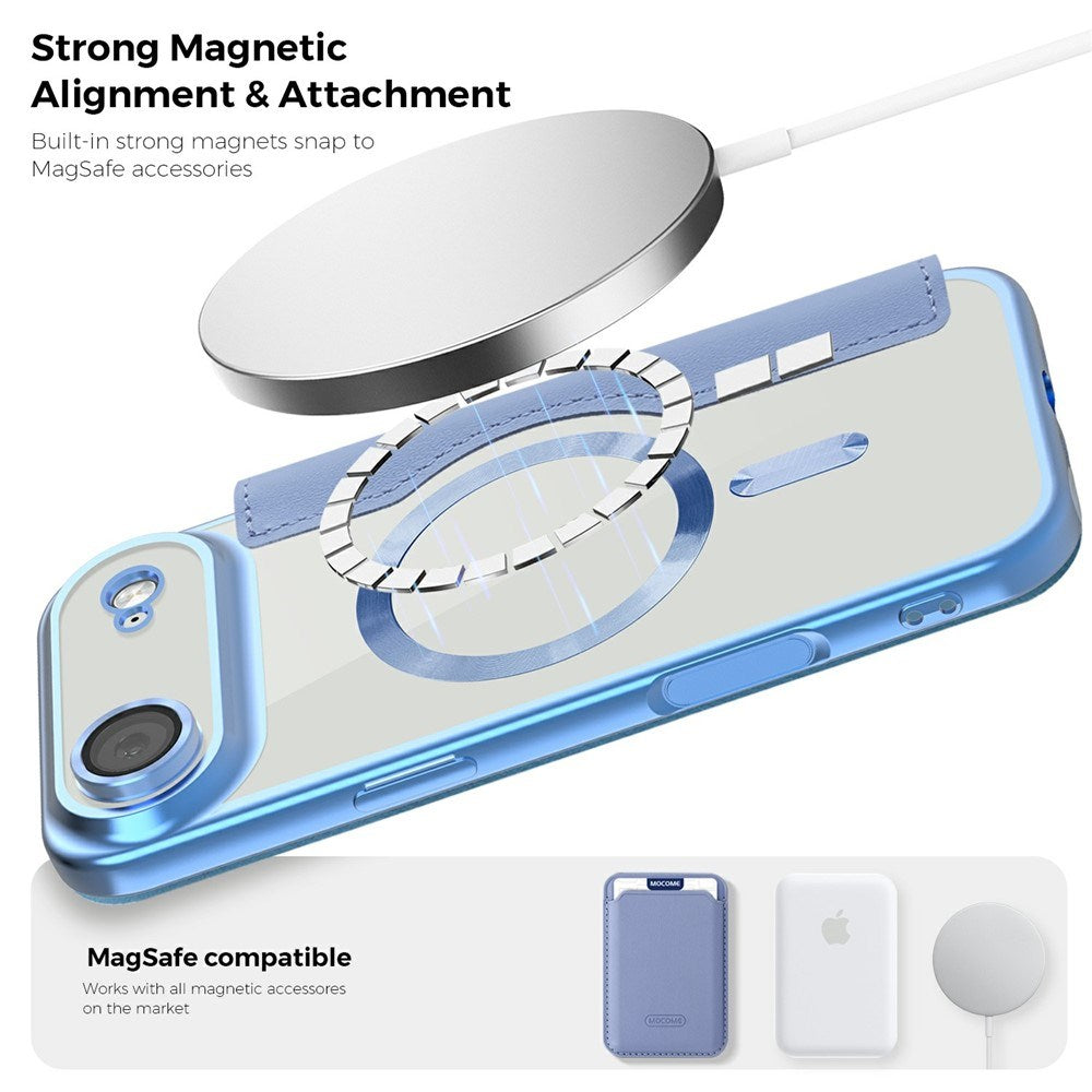 EIDERWOOD iPhone Air Flip Case with Transparent Back - MagSafe Compatible - Light Blue