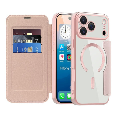 EIDERWOOD iPhone 17 Pro Max Flip Case with Transparent Back - MagSafe Compatible - Pink