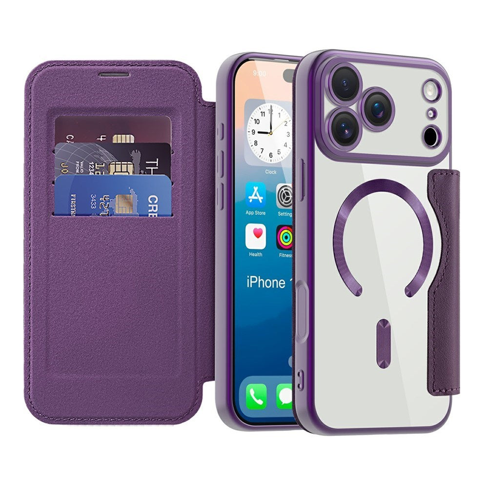 EIDERWOOD iPhone 17 Pro Max Flip Case with Transparent Back - MagSafe Compatible - Purple