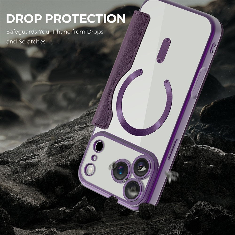 EIDERWOOD iPhone 17 Pro Max Flip Case with Transparent Back - MagSafe Compatible - Purple