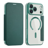 EIDERWOOD iPhone 17 Pro Max Flip Case with Transparent Back - MagSafe Compatible - Green