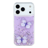EIDERWOOD iPhone 17 Pro Flexible Plastic Case with Butterflies - Transparent / Purple