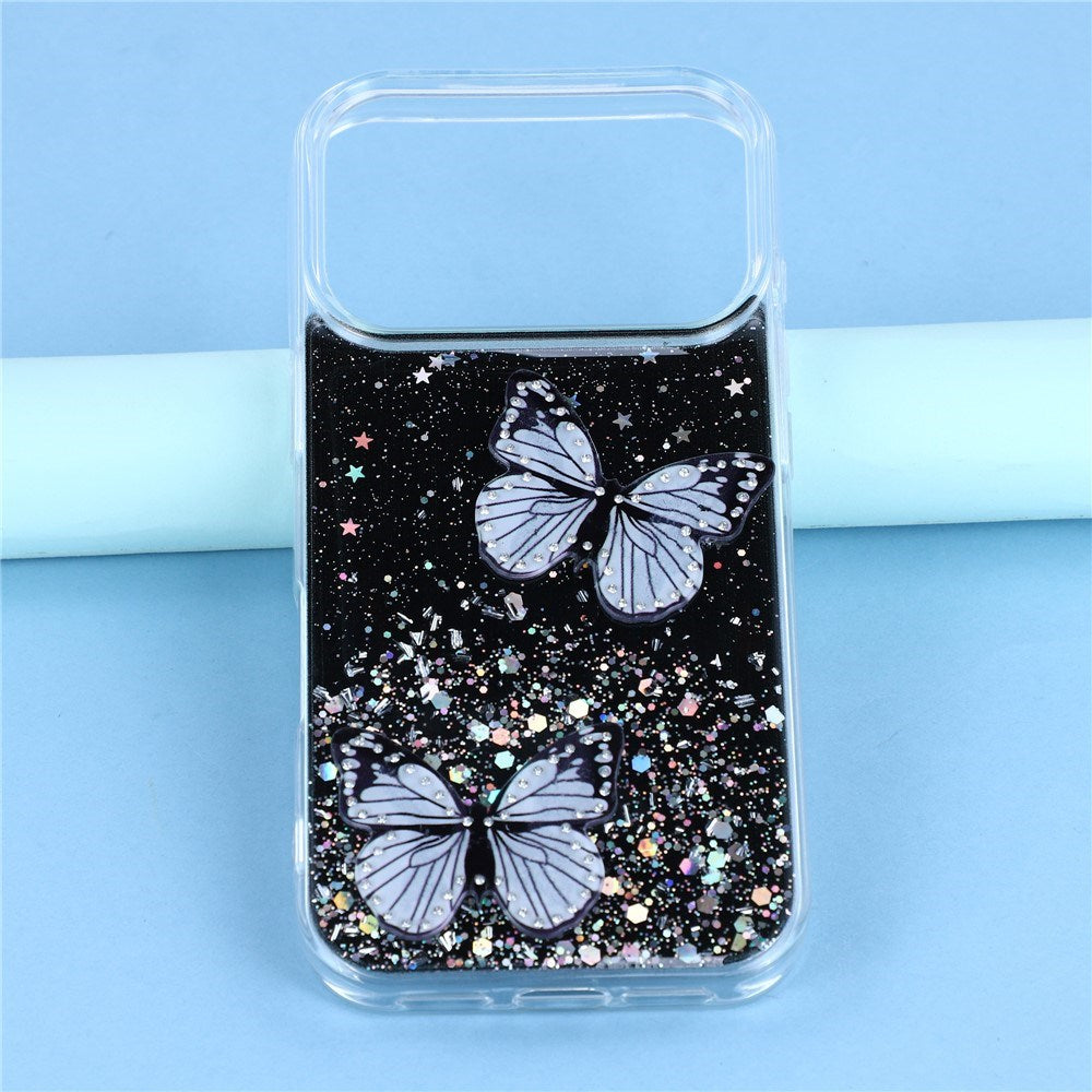 EIDERWOOD iPhone 17 Pro Flexible Plastic Case with Butterflies - Transparent / Black