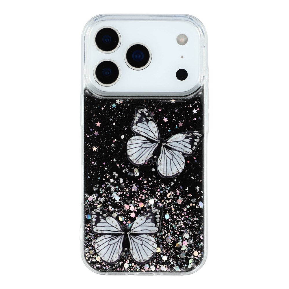 EIDERWOOD iPhone 17 Pro Max Flexible Plastic Case with Butterflies - Transparent / Black