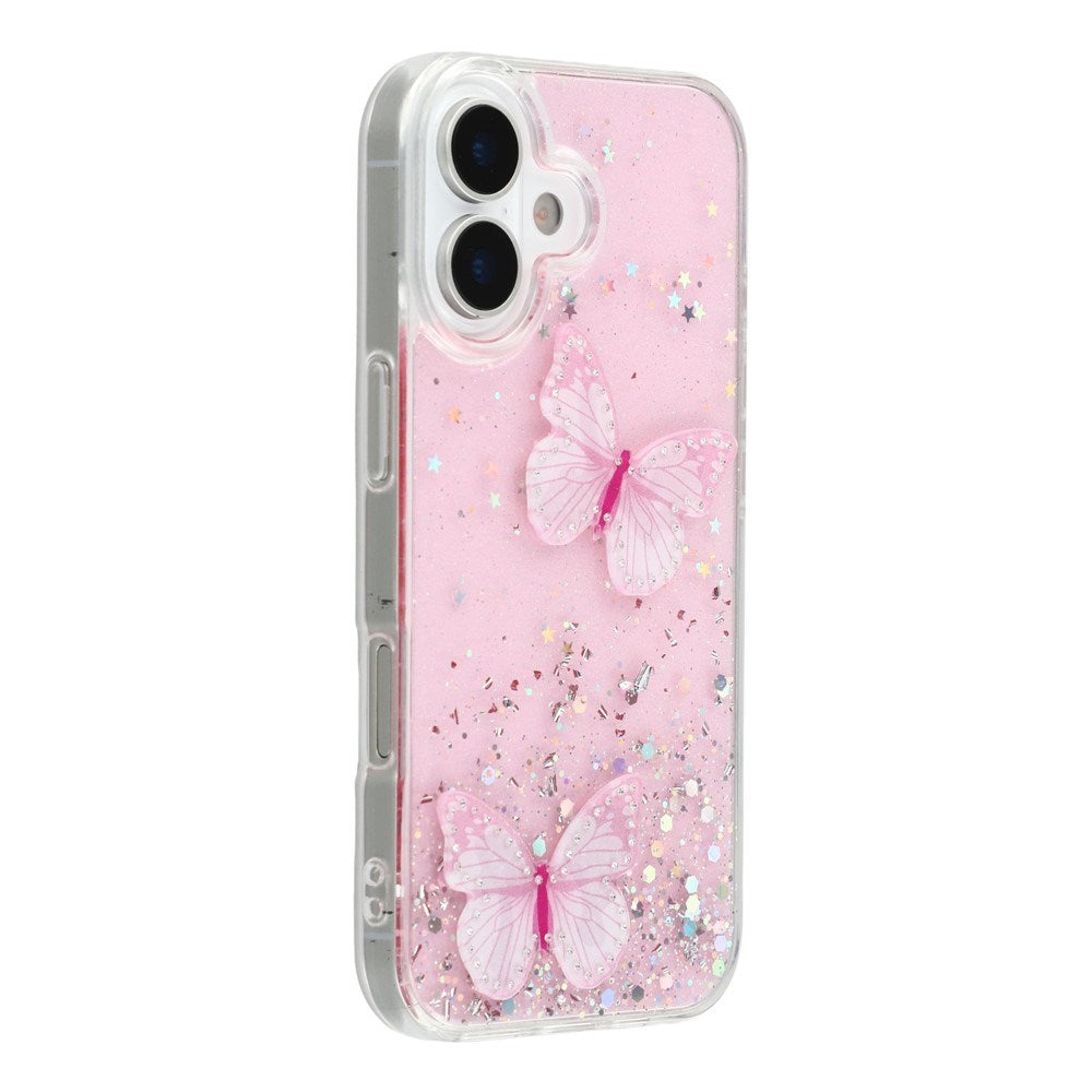 EIDERWOOD iPhone 17 Flexible Plastic Case with Butterflies - Transparent / Pink