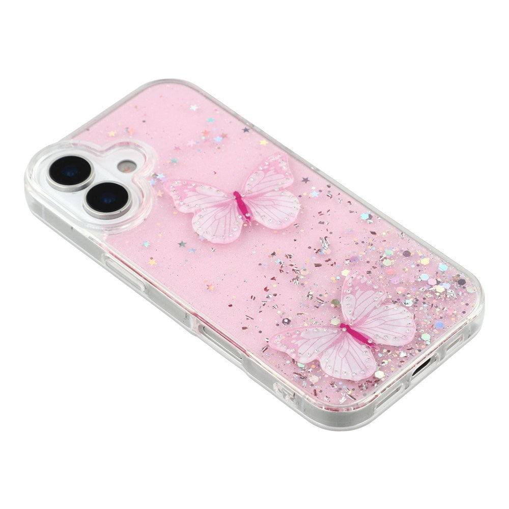 EIDERWOOD iPhone 17 Flexible Plastic Case with Butterflies - Transparent / Pink