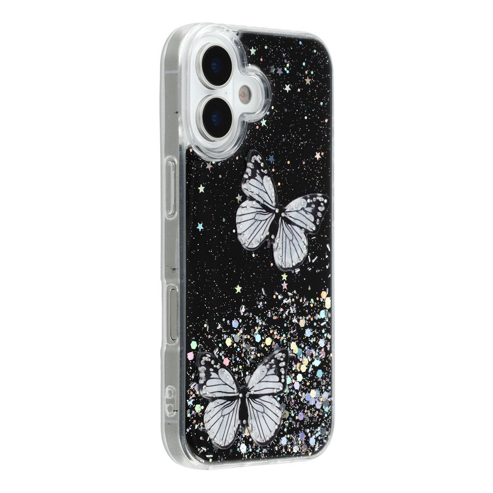 EIDERWOOD iPhone 17 Flexible Plastic Case with Butterflies - Transparent / Black