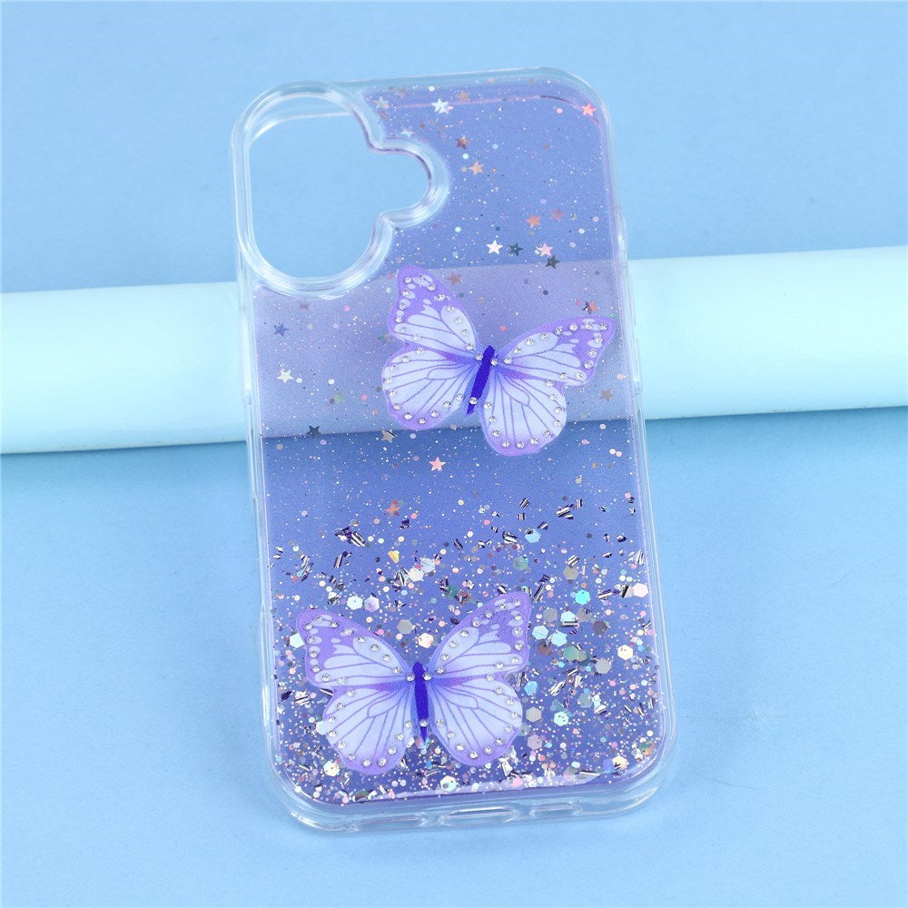 EIDERWOOD iPhone 17 Flexible Plastic Case with Butterflies - Transparent / Purple