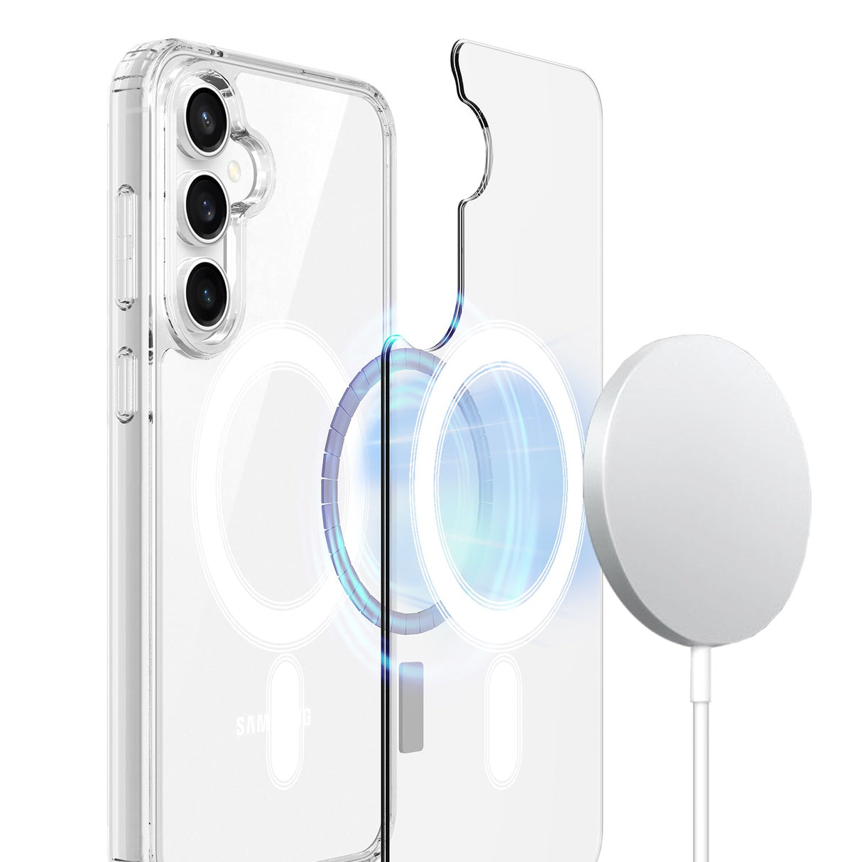 EIDERWOOD Samsung Galaxy S25 FE Hybrid Plastic Case - MagSafe Compatible - Transparent / White